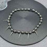 Gothic Fashion Big Chunky Ball Chain Rivet Choker Necklace for Women Men Punk Y2K Grunge Spiked Bead Chain Necklace