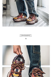 Gothic Style Trend Men Chunky Sneakers Street Fashion Men's Sports Shoes Comfortable Low Cut Casual Sneakers Male Heighten Shoes