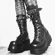Women High Boots Cosplay Mid-calf Boots High Platform Wedges Boots 2024 Summer Autumn New Designer Gothic Shoes for Women Botas