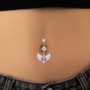 Fashion Navel Ring Delicate Zircon Bow Heart Belly Button Ring Piercing Barbell Pendant For Women Girls Body Piercing Jewelry