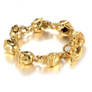 Gothic Hell Demon Ghost Head Bracelet Full Skull Bracelet Men's Motorcycle Punk Rock Halloween Jewelry Accessories