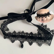 Gothic Collar Necklace Elegant Black Lace Bowkot Choker Necklace Y2K Choker Short Chain Necklace Fashion Jewelry