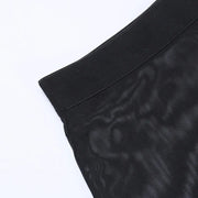Harajuku Punk Black Hollow Out Skirt Y2K Goth Grunge Patchwork Eyelet Split Long Skirt Summer Sexy Night Club Skirt