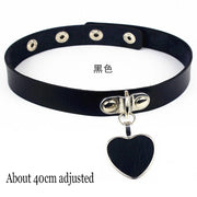 Choker Collar Necklace Woman Black Punk Sexy PU Leather Heart Lock Key Spike Chocker Gothic Cosplay Accessories Party Jewelry