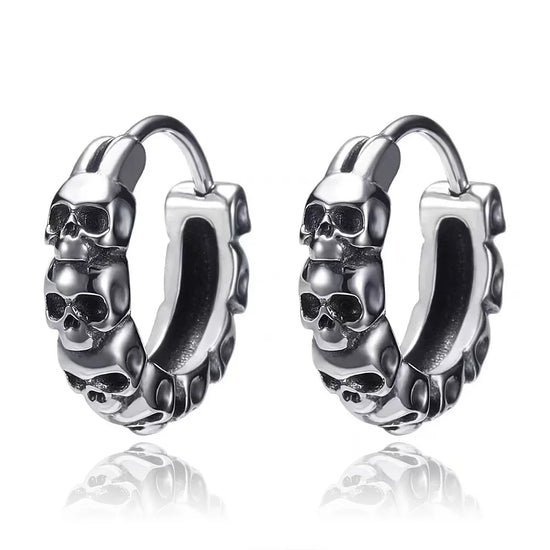 Gothic Full Skull Hoop Earrings Ghost Head Hypoallergenic Earrings Men\'s Cool Punk Rock Trend Jewelry
