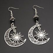 Gothic Dark Style Moon Sun Pentagram Earring Occult Crescent Wicca Witch Dangle Earrings For Women Men Hanmade Goth Jewelry Gift