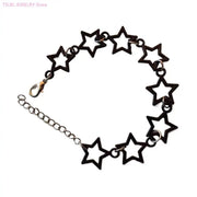 62KE Stylish Gothic Bracelet with Large Hollow Star Elegant Accent Hand Strings