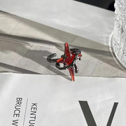 Gothic Dark Red Y2K Cross Star Stone Rings for Women Goth Moon Star Blue Butterfly Crystal Ring Egirl Colorful Opal Ring Jewelry