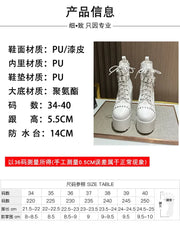 14CM Ankle Knight Boots High Heels Shoes For Nightclub Thick Heel Platform Boots Cool Black Punk Girls Footwear High Quality