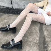 Women Hollow out Gothic Stars rhombus Leggings Female Mesh asymmetric Lolita Anime JK Tights Girls Halloween Cosplay Pantyhose