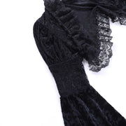 Goth Dark Elegant Evening Velvet Cheongsam Dresses Mall Gothic Lace Flare Sleeve Crop Tops Grunge Split Cut Out Partywear Dress
