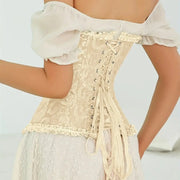 Gothic Corsets Lace Up Corset Top Y2K Jacquard Design Bustier Corset Boned Structure Floral Lace Waist Trainer Cincher Women