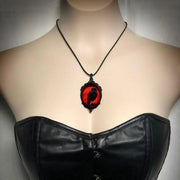 Gothic Horror Cameo Necklace Women Man Witch Jewelry Accessories Bat Castle Crow Black Cat Pumpkin Charm Rope Chain Choker Trend