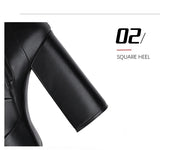 Gothic Style Black Platform Boots Bat Wings Sexy Clube Night Modern Boots Women Mid Calf Ankel Buckle Strap Plus Size 46