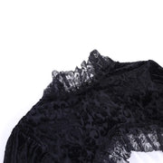 Goth Dark Elegant Evening Velvet Cheongsam Dresses Mall Gothic Lace Flare Sleeve Crop Tops Grunge Split Cut Out Partywear Dress