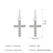 Gothic Cross Pearl Dangle Earrings for Women Elegant Tassels Sparkling Zircon Rhinestone Romantic Ear Accessorie Fashion Jewelry