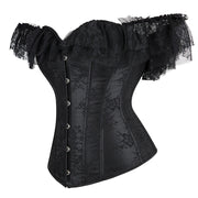 Gothic Women Off Shoulder Corset with Lace Sleeves Elegant Victorian Showgirl Party Costume Sexy Plus Size Corsets