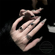 Gothic Irregular Spider Webs Zircon Rings Punk Black Crystal Grunge Ring Dark Spider Animal Goth Open Rings for Women Jewelry