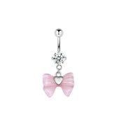 Fashion Navel Ring Delicate Zircon Bow Heart Belly Button Ring Piercing Barbell Pendant For Women Girls Body Piercing Jewelry