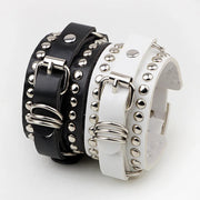 Black Leather Wristband Bracelet Cuff Goth Gothic Punk Bracelets Women Men Spikes Rivet Stud Bangle Cosplay Rock Unisex Jewelry