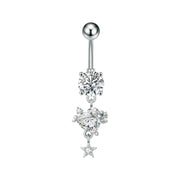 Elegant Dangled Belly Piercing Jewelry Fashion Dragonfly Owl Butterfly Shaped Curved Navel Rings Stainless Keys CZs Belly Ring