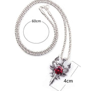 1 Gothic Style Women's Ancient Silver-color Evil Dragon Gem Pendant Necklace Personalized Fashion Street Sweater Chain Jewelry