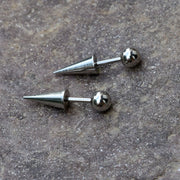 2Pcs Stainless Steel Gothic Punk Black Piercing Earrings Women Men Popular Spike Tip Cone Personality Studs Earring Body Jewelry