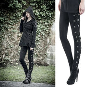 Gothic Street Style Leggings Women Skinny Black Pants High Waist Butt Liftting Fashion Lace Up Leggings Outdoor Walking Pants