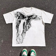 Classic Y2K Gothic Style T-shirt Print Oversized T Shirt High Street Shirts Gothic Round Neck Cotton Tops New Mens Women T Shirt