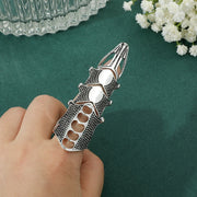 Gothic Punk Ring Rock Scroll Joint Armor Knuckle Metal Full Finger Claw Rings Halloween Unisex Adjustable Ring Vintage Jewelry