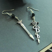 Gothic Sword Earrings Goth Earrings Gift for Women Asymmetrical Sword Dangle Earrings Christmas Halloween Party Ornament