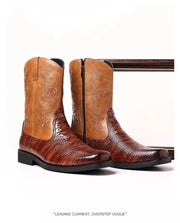 Classic Men's Boots British Retro Riding Boots Man Embossed Leather Embroidery Knight Boots Mid-Calf Style Casual Shoes Man New