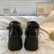 Punk k JK orm Mary Janes High Heels Thi Bot Small Leather oes Women's Lolita Faion Single oes Korean Sle