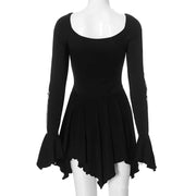 Halloween Gothic Women Dress Long Sleeve High Waist Cosplay Skull Dresses Goth Aesthetic 90s Egirl Sexy Slim Party Holiday Club