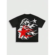 2025 T-shirt Men's and Women's Gothic Printed Cotton Short Sleeve Collar Hip-Hop Streetwear High Quality Comfortable Casual Top