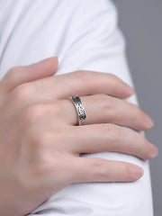 New Silver Color Retro Old Tang Grass Pattern Rings for Women Classic French Boys' Index Finger Ring Gift Gothic Jewelry