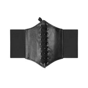 Gothic Women Corset Belt Fashion PU Leather Female Lace-up Corset Belts Slimming Waist Retro Wide Belt for Girl Black Corset Top