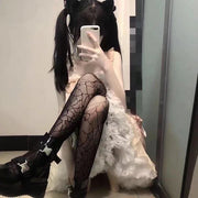 Woman Girls Gothic Cartoon Fishnet Stockings Snake Kuromies Skull Socks Mesh Tights Panties Lolita Plus Size Pantyhose Leggings