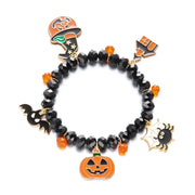 Vintage Gothic Pumpkin Pendant Bracelets Resin Halloween Hand Chain Elastic Crystal Crystal Beaded Bracelet Party Jewelry Gift