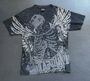 2000s Gothic T shirt Suffering Skeleton Print Top Y2K Angel Hip Hop Harajuku Street Plus Size Loose T shirt Fashion Clothing