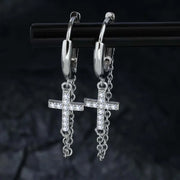Gothic Cross Pearl Dangle Earrings for Women Elegant Tassels Sparkling Zircon Rhinestone Romantic Ear Accessorie Fashion Jewelry