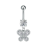Elegant Dangled Belly Piercing Jewelry Fashion Dragonfly Owl Butterfly Shaped Curved Navel Rings Stainless Keys CZs Belly Ring