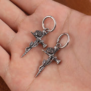 Gothic Fashion Rose Drop Earrings for Women Vintage Hip Hop Style Stainless Steel Earring Male Ear Jewelry Accessories Wholesale