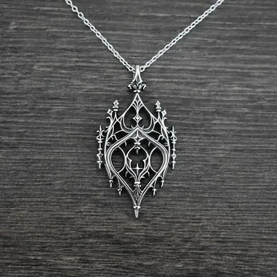 Gothic Chandelier Pendant Necklace Classic Medieval Retro Punk Fashion Statement Cathedral Hollow Necklace Birthday Gift