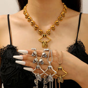 Gothic Punk Skeleton Pendant Necklace for Women Men Creative Horror Skull Clavicle Chain Choker Halloween Festival Jewelry Gift