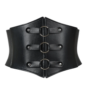 Fashionable Gothic Corset Belt Triple Buckle with Black Rivet Studs Elastic Waspie Waistband for Punk Women Perfect for Coats