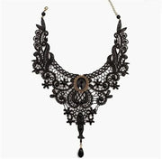 Gothic Crystal Tasse Lace Choker Necklaces Victorian Black Lace Necklace for Women Girl  Punk Dark Jewelry Collares Para Mujer