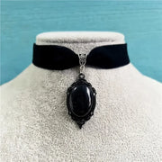 Gothic Vampire Cameo Pendant Choker Velvet Necklace for Women Fashion Pagan Witchcraft Jewelry Girls Gifts Creative Punk Choker
