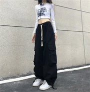 Red Cargo Pants Women Gothic Joggers High Waist Loose Female Hip Hop Trousers Korean Punk Pants Funny Capri Femme Sweatpants