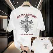 Gothic Style Men's T Shirt Harajuku Cross Printed Punk Casual Short Sleeve T Shirts Hip-hop Loose Streetwear Tops Men Clothing